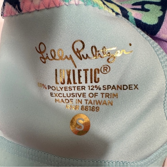 NWT Lilly Pulitzer Luxletic Jaydea sports bra, "Slathouse Soiree" pattern, sz S - Picture 6 of 8
